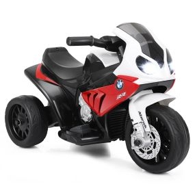 Moto Montable para Niños Motocicleta con Ruedines Faros Música 3 Ruedas Alimentada a Batería Rojo 66 x 37 x 44,5 cm