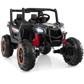 Coche Eléctrico 24V Niños 4WD/2WD 4x100W Motores Mando Distancia Arranque Suave Suspensión Muelles Música 2 Plazas 3+Años Negro