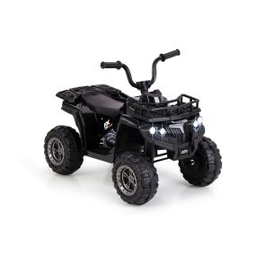 Coche Eléctrico ATV para Niños Coche Quad 6V de 4 Ruedas con un Botón de Arranque Neumáticos Faros LED Cesta de Almacenaje Negro
