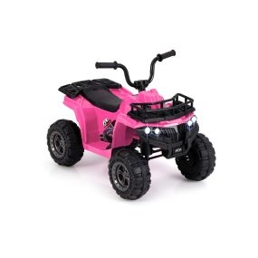 Coche Eléctrico ATV para Niños Coche Quad 6V de 4 Ruedas con un Botón de Arranque Neumáticos Faros LED Cesta de Almacenaje Rosa