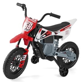Motocicleta Eléctrica para Niños 12V Motocicleta Eléctrica con Ruedas de Entrenamiento Desmontables y Suspensión de Resorte Moto Rojo