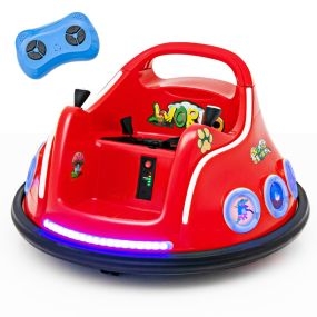 Coche de Parachoques de Juguete 12V con Rotación de 360° Control Remoto Luces Música Incorporada 73 x 73 x 43cm Rojo