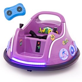 Coche de Parachoques de Juguete 12V con Rotación de 360° Control Remoto Luces Música Incorporada 73 x 73 x 43cm Púrpura