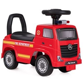 Camión de Bomberos para Niños de 2-6 Años con Licencia Mercedes Benz Música Bocina Volante y Espacio de Almacenamiento Oculto Rojo