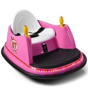 Coche de Choque Eléctrico para Niños 360° Giratorio y Montable con Luces y Música 6V 57 x 75 x 42 cm Rosa
