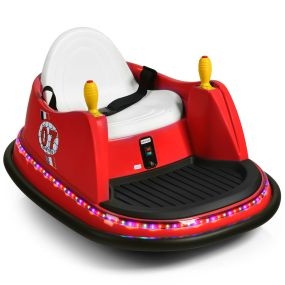 Coche de Choque para Niños Coche de Parachoques Eléctrico Giratorio a 360° Montable 6 V con Luces Música Rojo 57 x 75 x 42 cm