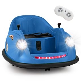 Coche de Choque Eléctrico para Niños de 12V con Control Remoto Luces LED Música Giro de 360° Juguete para Bebés Niños de 2-5 Años Azul