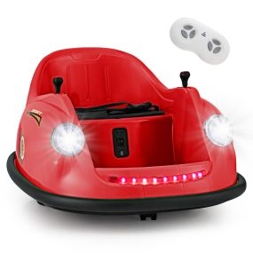 Coche de Choque Eléctrico para Niños de 12V con Control Remoto Luces LED Música Giro de 360° Juguete para Bebés Niños de 2-5 Años Rojo