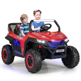 Juguete UTV eléctrico 2 plazas para niños 12 V con mando 2.4G rojo 118 x 74 x 71 cm