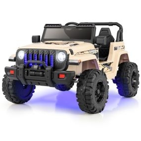 Coche Eléctrico para Niños 12V Vehículo Todoterreno con Velocidad Ajustable Vehículo Eléctrico de Juguete con Control Remoto Caqui