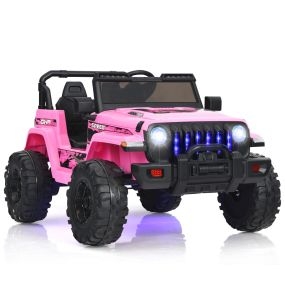 Coche Eléctrico para Niños 12V Vehículo Todoterreno con Velocidad Ajustable de 2 Plazas con Control Remoto 2,4G Música USB Luces Rosa