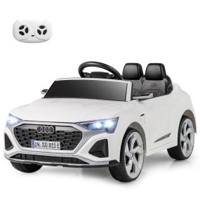 Coche Eléctrico para Niños Vehículo Eléctrico de 12V con Control Remoto de 2.4G Luces LED Arranque Suave y Suspensión de Resortes Blanco