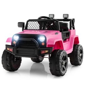 Juguete de Coche Eléctrico para Niños con Batería de 12 V Control Remoto Asiento Suspensión de Resorte Puerto USB y Auxiliar Rosa