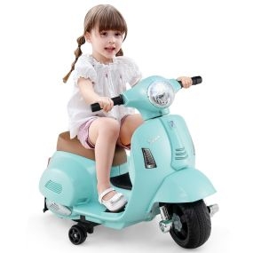 Motocicleta Eléctrica para Niños con Ruedas de Entrenamiento Desmontables Faros Bocina Moto Eléctrica con Diseño Antivuelco y Pedal Verde