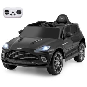 12V Coche Eléctrico para Niños Aston Martin DBX con Puertas Dobles Bloqueables Control Remoto Arranque Lento Luces LED USB Bocina Negro
