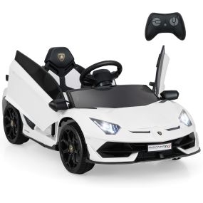 Coche de Paseo para Niños 12V Vehículo Eléctrico para Niños con Mando a Distancia Función de Arranque y Parada Lentos Coche Blanco