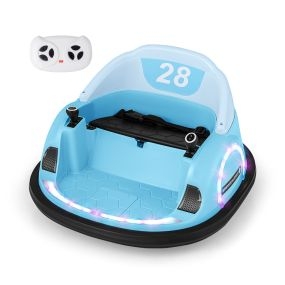 Coche de Choque Eléctrico para Niños con Control Remoto Luz LED Bocina y Música Rotación de 360° con Cinturón de Seguridad Azul