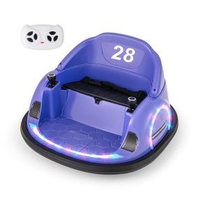 Coche de Choque Eléctrico para Niños con Control Remoto Luz LED Bocina y Música Rotación de 360° con Cinturón de Seguridad Púrpura