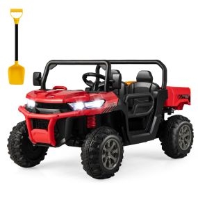 Camión Eléctrico de 2 Plazas para Niños Tractor con Volquete Mando a Distancia Conexión Inalámbrica Música USB 119 x 68 x 65 cm Rojo