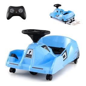 Coche Eléctrico de 12V con Mopa Extraíble con Mando a Distancia Claxon Música y Conexión Inalámbrica para Niños y Niñas de 2 a 5 años Azul