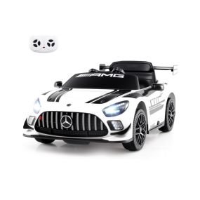 Coche Eléctrico para Niños con Control Remoto Música Bocina Luces LED Cinturón de Seguridad Ajustable Arranque Lento Blanco