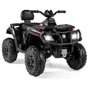 Coche eléctrico para niños de 2 plazas, 4 motores, arranque suave, suspensión de resorte, luz LED y música, negro, 3-8 años