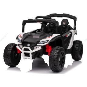 Coche Eléctrico Infantil de 12V Camión UTV con Control Remoto 3 Velocidades Luces LED Música Bocina Vehículo a Batería para Niños Blanco