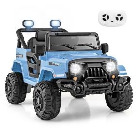 Coche eléctrico para niños 12V 3 velocidades música luces LED azul 97,5 x 61,5 x 64,4 cm