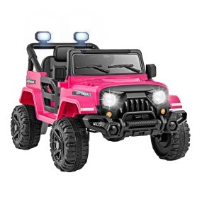 Coche eléctrico infantil 12V rosa oscuro con 3 velocidades, música y luces LED 99 x 62 x 62 cm