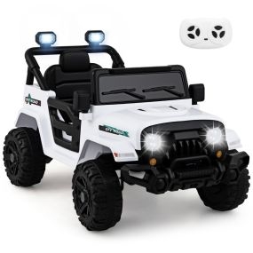 12V Coche Eléctrico para Niños con 3 Velocidades Música y Luces LED Vehículo para Niños de 3 a 8 Años 99 x 62 x 62 cm Blanco