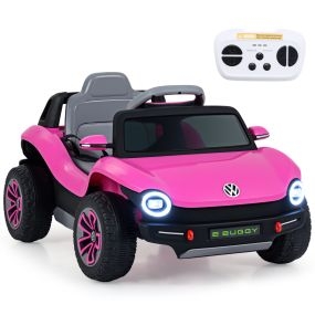 Coche Eléctrico 12V para Niños con Control Remoto Música Bocina Faros LED Suspensión Muelles Almacenamiento para 3+ Años Rosa
