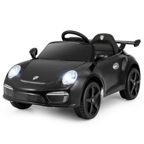 Coche de Paseo para Niños de 12V Coche Eléctrico Porsche Licenciado con Mando a Distancia Música Luces LED Bocina Arranque Suave Negro