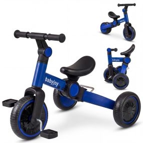 Bici 5 en 1 Infantil Equilibrio Pedales Desmontables Manillar Ruedas Ajustables Plegable Interior Exterior 2-4 Años Azul Oscuro