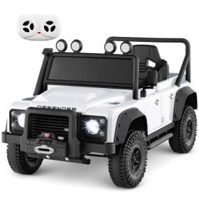 Vehículo Eléctrico Infantil 12V con Mando a Distancia Suspensión Completa Faros y Música para Edades 3-8 Años Blanco
