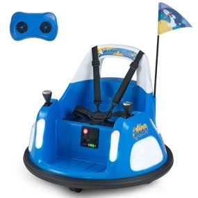 12V Coche Eléctrico Infantil Batería Luces Intermitentes Control Remoto Doble Joystick 360° Giratorio Azul marino