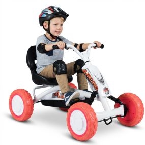 Go Kart a Pedales para Niños Coche de Pedales con Asiento Ajustable en 2 Posiciones y 4 Ruedas Resistentes al Desgaste Kart Infantil de Exterior para Niños de 3 a 8 Años Carga de 30 kg Blanco