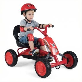 Go Kart a Pedales para Niños Coche de Pedales con Asiento Ajustable en 2 Posiciones y 4 Ruedas para Niños 3-8 Años Carga 30 kg Rojo