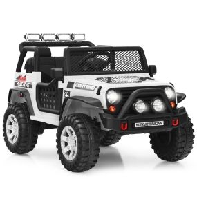 Camión Eléctrico 12V para Niños con Control Remoto 3 Velocidades Suspensión de Resorte Música y Bocina para 3 Años Blanco