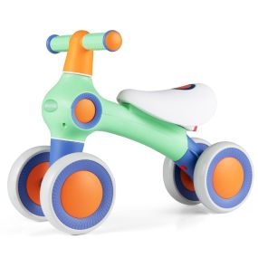 Bicicleta Equilibrio Niños 4 Ruedas Montaje Rápido Asiento Ajustable Juguete Montar 1-3 Años Verde