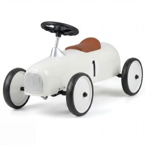 Correpasillos bebé vintage 4 ruedas con volante y asiento cómodo blanco para 18+ meses
