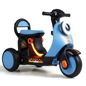 Moto Eléctrica para Niños de 3 a 5 Años Seguro con Motor Potente Batería Recargable Música Cuentos y Marcha Atrás 77 x 41 x 54 cm Azul