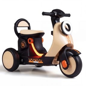 Moto Eléctrica para Niños de 3 a 5 Años con Diseño Elegante Batería Recargable Música Cuentos y Marcha Atrás 77 x 41 x 54 cm Caqui