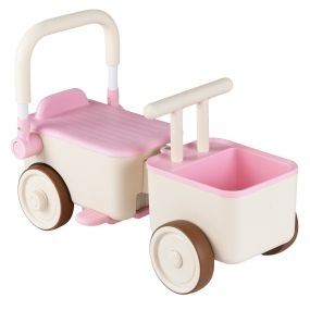 Cochecito de empuje infantil rosa con empuñadura plegable y compartimento 3-6 años 20 kg 67,5 x 28 x 35 cm