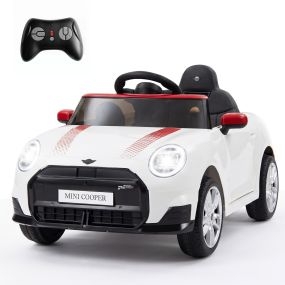 Coche eléctrico infantil blanco con doble modo de conducción y música Bluetooth 97 x 55 x 48 cm