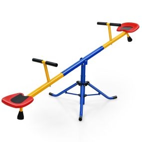 Balancín para Niños Subibaja Giratoria a 360° 2 Asientos con Cerrojo para Piernas para Exterior Patio Parque Infantil