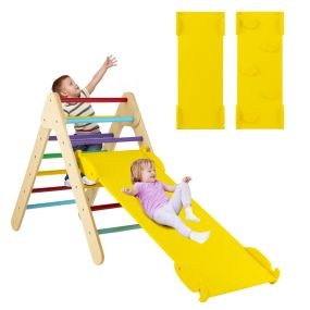 3 en 1 Triángulo de Escalada con Rampa Ajustable para Escalar y Deslizarse Escalador Triangular de Madera Juguetes para Niños Multicolor