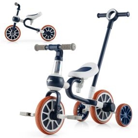 Triciclo para Niños 2-4 Años Bicicleta de Equilibrio 4 en 1 con Altura Ajustable Pedales y Ruedas Desmontables 37 x 72 x 101 cm Azul