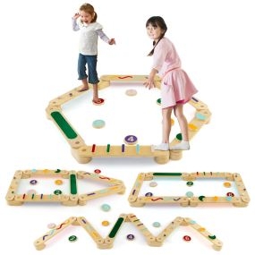Juego de Vigas de Equilibrio Montessori con Piedras para 1+ Niños Tablas de Equilibrio de Madera para Coordinación y Habilidades Motoras