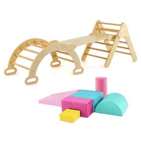 Combo 2 en 1 Juego de Escalada de Madera y Juguetes de Espuma para Niños Materiales No Tóxicos y Seguros para el Desarrollo Infantil