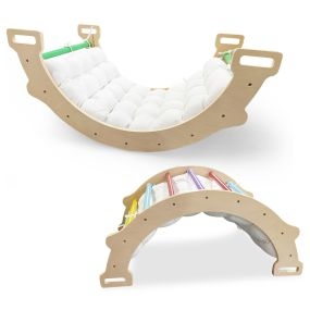 Triángulo de Escalada 2 en 1 con Cojín Suave Balancín de Arco de Doble Cara Juguete de Escalada de Madera para Niños de 1 + Años Multicolor